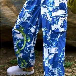 NWOT - Free People Blue and White “Windbreaker” Pants